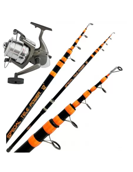 Kit Pesca Fondo Surf Spiaggia Molo Scogliera Canna Telescopica con Mulinello Kit da pesca Kolpo