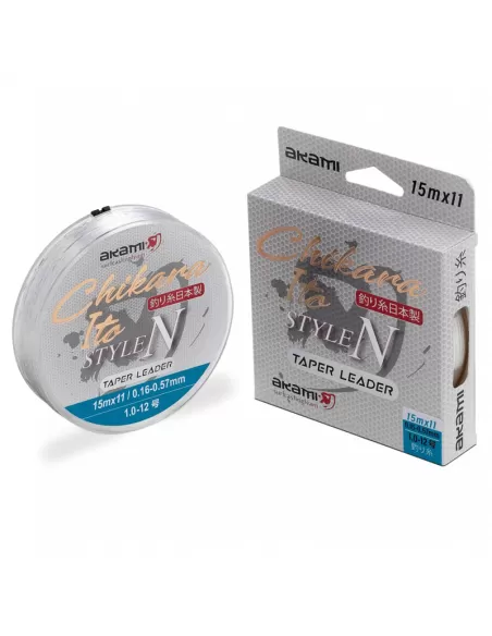 Akami Shock Leader Tapered Chikara Ito 15 mt 11 pz Fili da pesca Akami