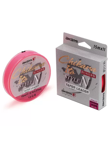 Akami Shock Leader Tapered Chikara Ito 15 mt 11 pz Pink Fili da pesca Akami