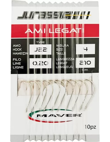 Maver Ami Legati Jurassic J22 10 Ami Lunghezza Filo 210 cm Ami legati Maver