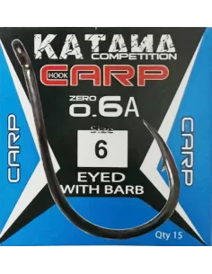 Maver Katana Ami da Pesca Carp Zero Sei A con Occhiello e Ardiglione 15 pz Ami da pesca Maver
