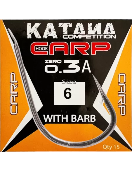Maver Katana Ami da Pesca Carp 0.3A Nichelati con Ardiglione 15 pz Ami da pesca Maver