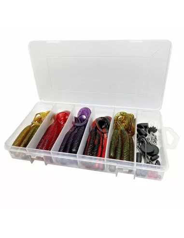 Savage Gear Rib Worm Kit da 60 pz Assortiti con Scatola Esche Artificiali Savage Gear