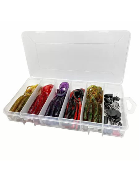 Savage Gear Rib Worm Kit da 60 pz Assortiti con Scatola Esche Artificiali Savage Gear