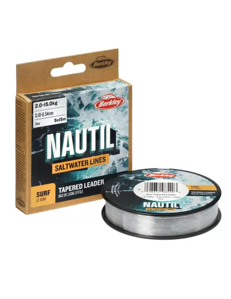 Berkley Nautil Surf Shock Leader 5 pezzi da 15 mt Conici Speciale Surfcasting Fili da pesca Berkley