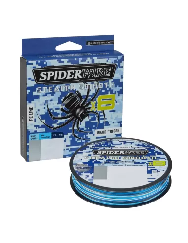 Spiderwire Stealth Smooth8 X8 PE Braid Trecciato 8 Capi 150mt Blue Camo Fili da pesca Spiderwire