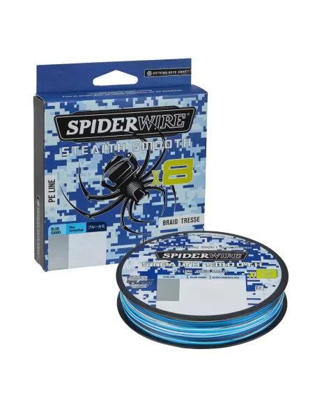 Spiderwire Stealth Smooth8 X8 PE Braid Trecciato 8 Capi 150mt Blue Camo Fili da pesca Spiderwire