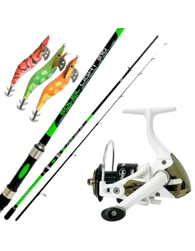 Kit Kolpo Pesca alle Seppie da Riva e dalla Barca Canna Mulinello e Totanare Kit da pesca Kolpo
