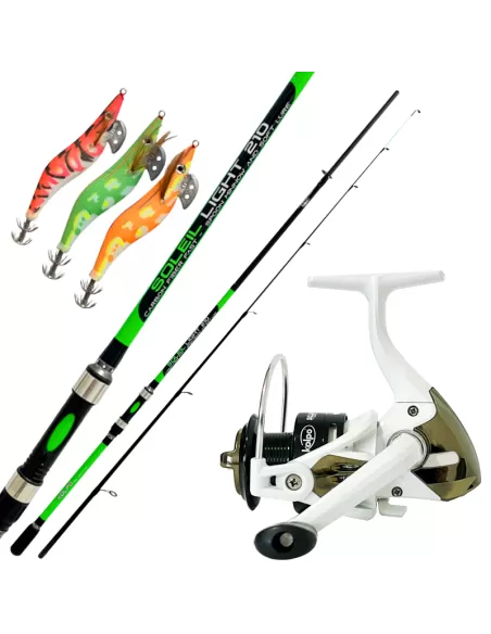 Kit Kolpo Pesca alle Seppie da Riva e dalla Barca Canna Mulinello e Totanare Kit da pesca Kolpo