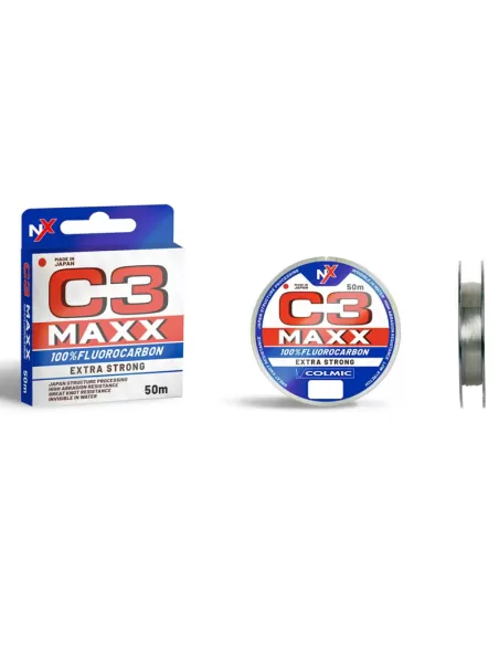 Colmic C3 Maxx Fluorocarbon Invisibile in Acqua 50 mt Fili da pesca Colmic