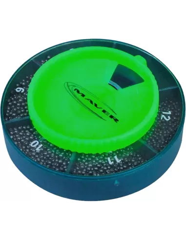 Maver Scatola Tonda con Pallini Super Calibrati Misti 5 Misure da 3 a 7 Scatole Mascot Piombi Assortiti Maver