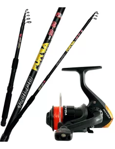 Kolpo Kit Pesca Allround con Canna Telescopica Ingombro Ridotto Mulinello e Filo Kit da pesca Kolpo
