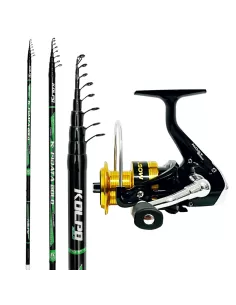 Kolpo Kit Pesca Bolognese Canna Fidata in Carbonio alto Modulo + Mulinello Most 4bb Kit da pesca Kolpo