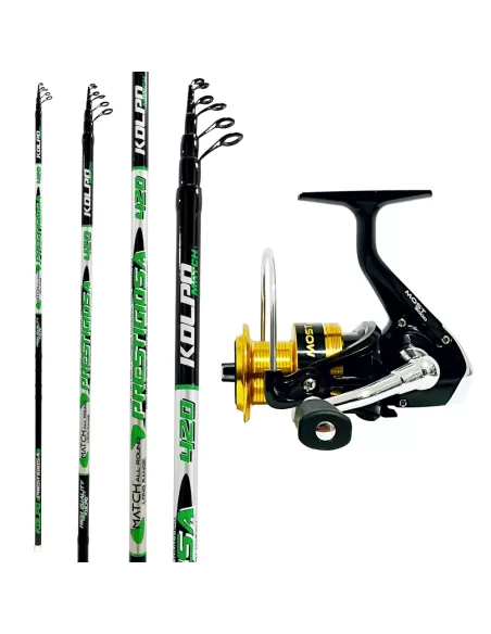Kolpo Kit Pesca Match Speciale Bombarde e Inglese Canna + Mulinello Kit da pesca Kolpo