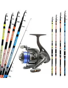 Kolpo Kit Pesca Bolentino Canna in Carbonio 120 gr + Mulinello + Filo Kit da pesca Kolpo
