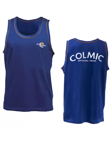 Colmic Vogatore Canotta 100% Cotone Blu Orange Abbigliamento da pesca Colmic