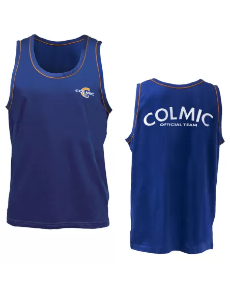 Colmic Vogatore Canotta 100% Cotone Blu Orange Abbigliamento da pesca Colmic