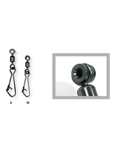 Colmic Rolling W/Metal Bead + Hooked Snap Attacco Scorrevole per galleggianti inglesi pastutratori e piombi 6 pz Girelle Colmic