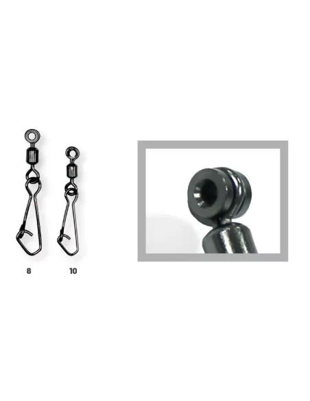 Colmic Rolling W/Metal Bead + Hooked Snap Attacco Scorrevole per galleggianti inglesi pastutratori e piombi 6 pz Girelle Colmic