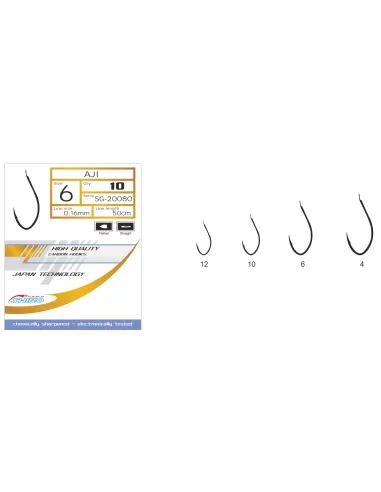 Mistrall AJi Ami Legati black Nichel con Filo da Pesca Shiro con Alti Carichi di Rottura Ami da pesca Mistrall