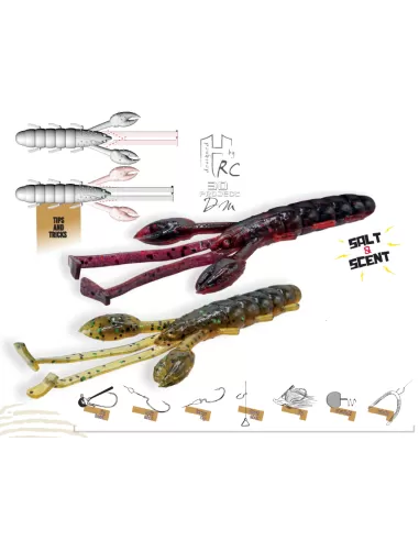 Herakles Cave Craw Offerta Artificiali Siliconici Per la Pesca Spinning 9.5 cm 5pz Esche Artificiali Herakles