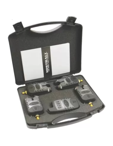 Mistrall Segnalatori Carpfishing in Offerta 4+1 con Custodia Impermeabili Avvisatori Carpfishing Mistrall