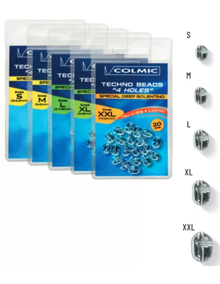 Colmic Techno Beads Perline 4 Fori 20 pz Stopper Colmic