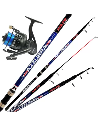 Kolpo Kit Pesca Surfcasting con Canna Fino a 180 gr + Mulinello e Filo Kit da pesca Kolpo