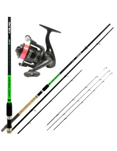 Kolpo Kit Pesca Feeder con Canna in Carbonio 3.60 mt 3 Vette + Mulinello e Filo Kit feeder Kolpo