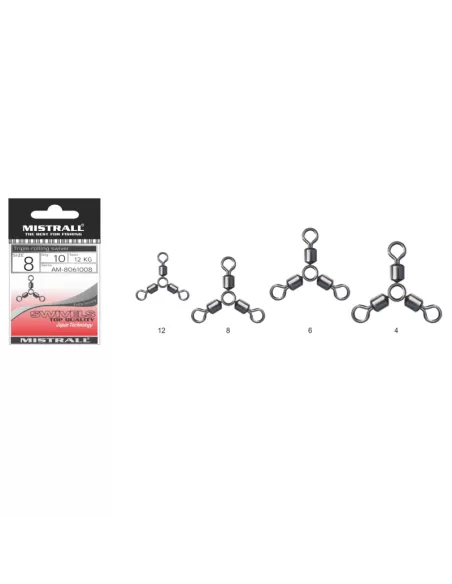 Mistrall Triple Rolling Swivels 10 pcs