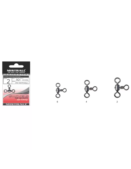 Mistrall Cross Rolling Swivel Girelle da Pesca 10 pz Girelle Mistrall