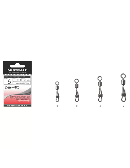 Mistrall Side Line Rolling Swivel Girelle Attacco Rapido 10 pz Girelle Mistrall