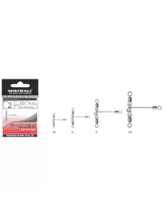 Mistrall T-Shape Cross Line Rolling Swivel Girelle con Bracciolo 10 pz Girelle Mistrall