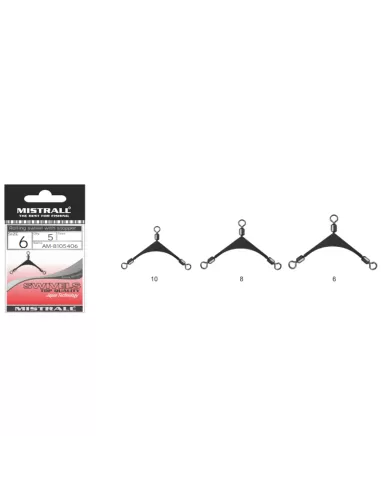 Mistrall Rolling Swivel Pole Girelle da Pesca Con Bracciolo per due Ami a Bandiera 5 pz Girelle Mistrall