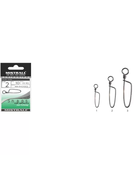 Mistrall Coastlock Moschettoni da Pesca Anti Apertura 10 pz Girelle Mistrall