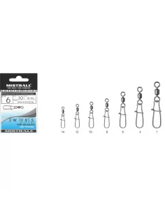 Mistrall Rolling Swivel With Fastlock Snap Girella Rolling con Moschettone Anti Apertura 10 pz Girelle Mistrall