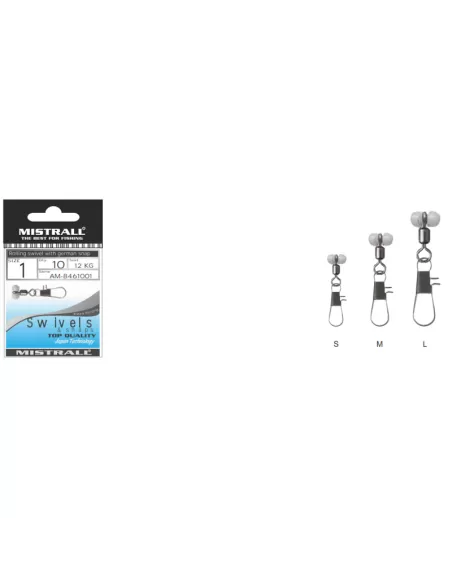 Mistrall Girella Rolling Con Moschettone e Attacco Scorrevole 10 pz Girelle Mistrall
