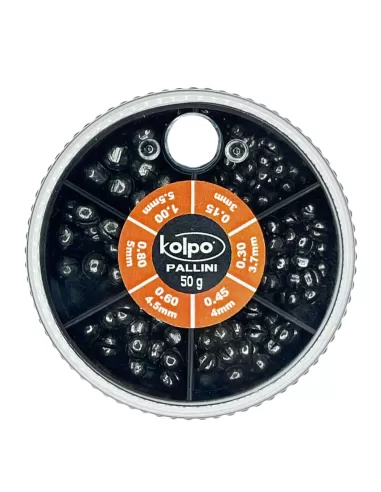 Kolpo Mascot Pallini Calibrati Spaccati 50 gr sei Misure Scatole Mascot Piombi Assortiti Kolpo