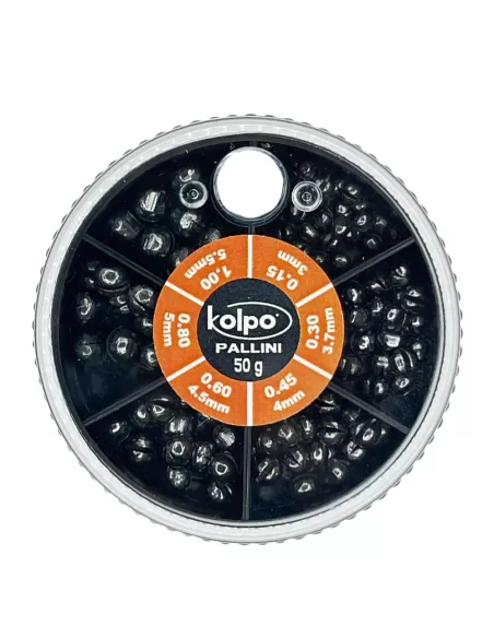 Kolpo Mascot Pallini Calibrati Spaccati 50 gr sei Misure Scatole Mascot Piombi Assortiti Kolpo