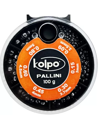 Kolpo Mascot Pallini Calibrati Spaccati 100 gr sei Misure Scatole Mascot Piombi Assortiti Kolpo