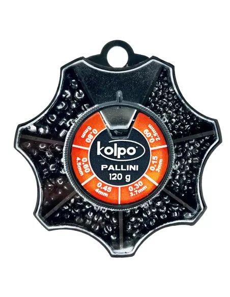 Kolpo Mascot Pallini Calibrati Spaccati 120 gr sei Misure Scatole Mascot Piombi Assortiti Kolpo