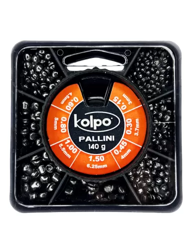 Kolpo Mascot Pallini Calibrati Spaccati 140 gr Sette Misure Scatole Mascot Piombi Assortiti Kolpo