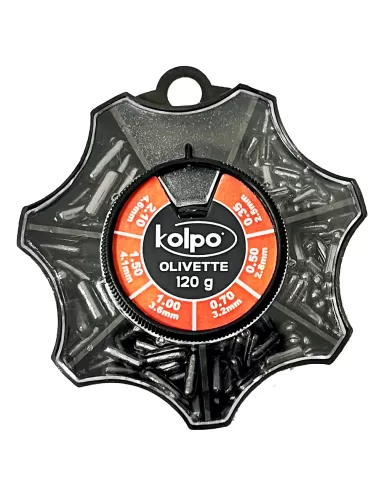 Kolpo Mascot Olivette Spaccate Styl Shot 6 Misure 120 gr Scatole Mascot Piombi Assortiti Kolpo