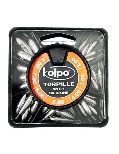 Kolpo Mascot con Torpille Tornire Calibrate con Morbida Guaina a silicone Forata 30 pz Scatole Mascot Piombi Assortiti Kolpo