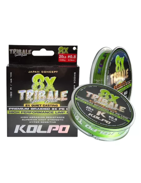 Kolpo Tribale Trecciato 8 Capi Lime 150mt Special Light Fili da pesca Kolpo