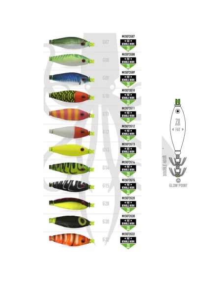 Colmic Misaki 70 mm Doppio Cestello Green Glow Esche Artificiali Colmic