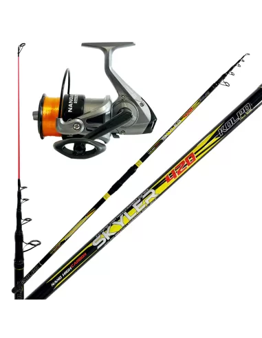 Kit Surfcasting Canna in Carbonio 420 + Mulinello Nanga con Filo Kit da pesca Kolpo