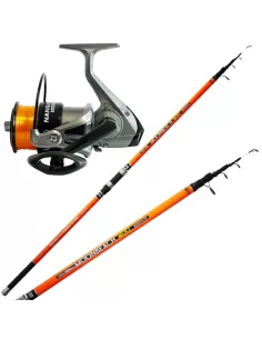 Kolpo Kit Pesca Surfcasting Canna 170 gr in Carbonio + Mulinello Nanga Kit da pesca Kolpo