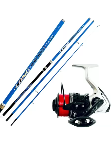 Kolpo Kit da Pesca in Mare Surfcasting con Canna 4.20 mt 230 gr Mulinello e Filo Kit da pesca Kolpo