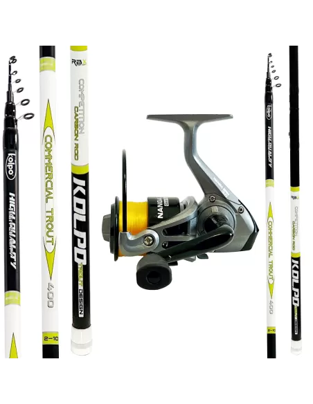 Kit Pesca Trota Lago can Canna in Carbonio 4/12 gr + mulinello da pesca e filo Kit Trota Kolpo